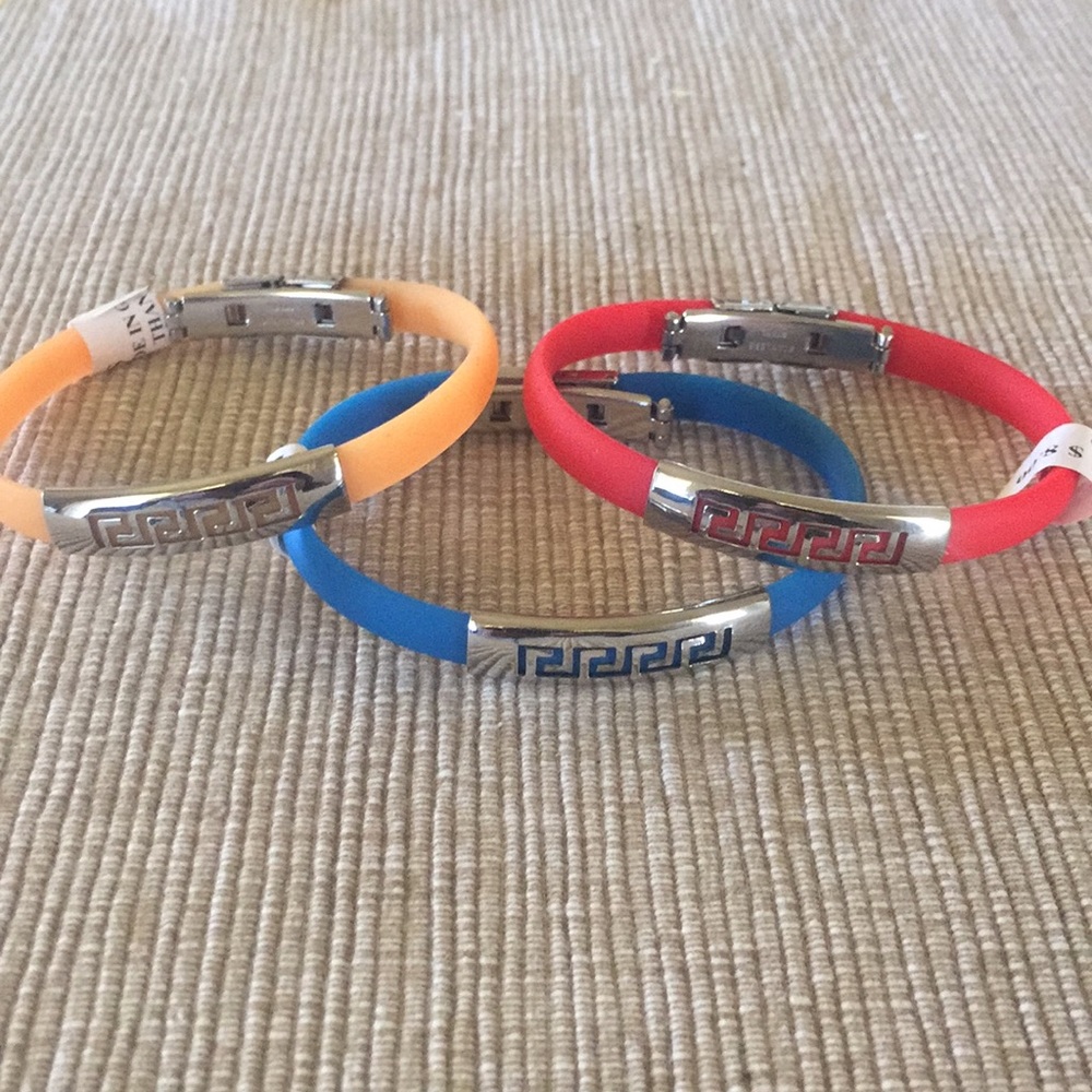 Silicone Bracelets with stainless Steel Greek Key